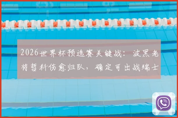 2026世界杯预选赛关键战:波黑老将哲科伤愈归队,确定可出战瑞士,球队进攻核心回归影响几何